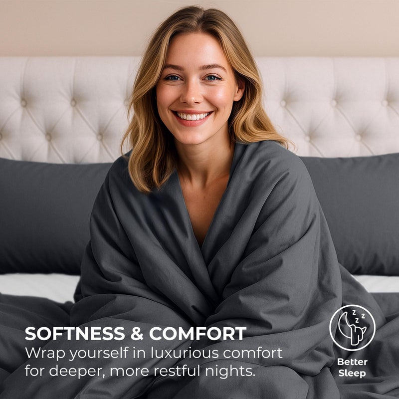 Pure Bedding Bed Sheets - Full Sheet Set [4-Piece, Dark Grey] - Hotel Luxury 1800 Brushed Microfiber - Soft and Breathable - Deep Pocket Fitted Sheet, Flat Sheet, Pillow Cases - Image 4